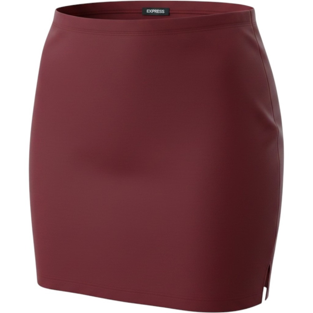 VTG Express Skort Women M Bodycon Burgundy Cotton Stretch Indie Sleeze Y2K